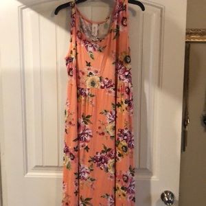 Peach floral maxi dress